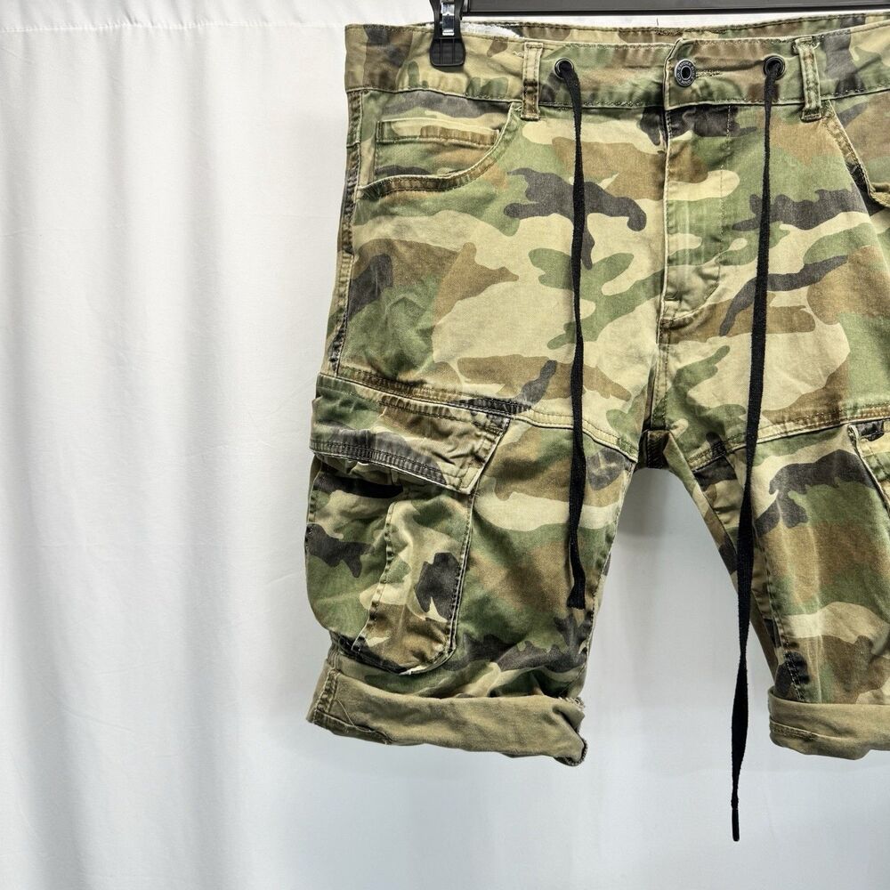 Smoke Rise Cargo Shorts Mens 38 Camo 13” Inseam Utility Jorts Twill Gorpcore - Picture 4 of 12